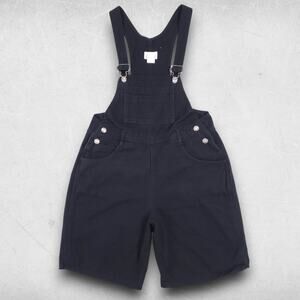 VTG London Jean Moda Intl Denim BIB Shortalls Womens M Black USA 90s Streetwear